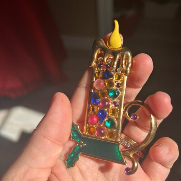 Vintage big 1980’s nostalgia Colourful Candle Brooch 🕯️ - Picture 4 of 6